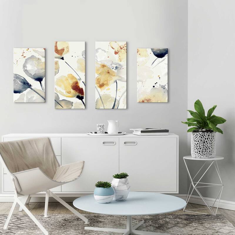 "Autumn Abstract Floral" Print on Canvas Set of 4 Bed Bath & Beyond 36666884